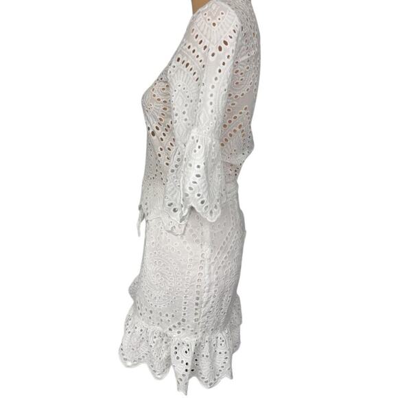 Winona‎ Valerie Wrap Mini Dress Eyelet Lace White Size 6 - Picture 8 of 13